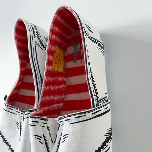 Bobs Skechers Plush Dr. Suess Canvas White Black Memory Foam Shoes Sneakers 10 - Picture 6 of 16